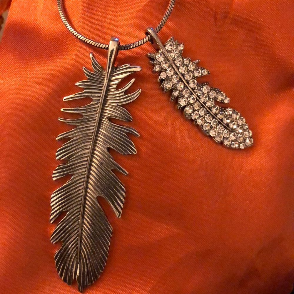 Double Leaf Necklace Rhinestone Embellishments - image 5